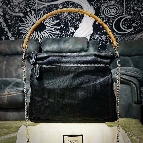 Vintage Gucci soho shoulder bag Black Bag with Bamboo Accent - Picture 11 of 17